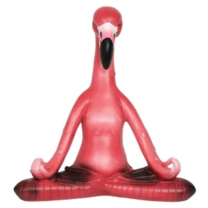 Meditating Yoga Flamingo in Lotus Pose Garden Statue, 16 Inch
