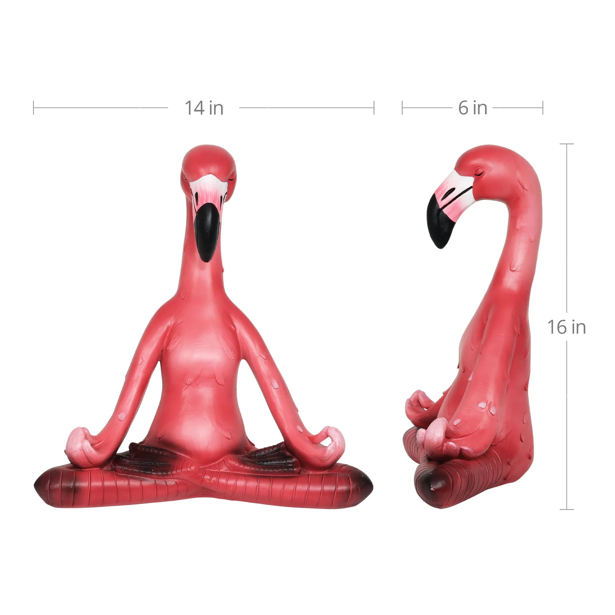 Meditating Yoga Flamingo in Lotus Pose Garden Statue, 16 Inch