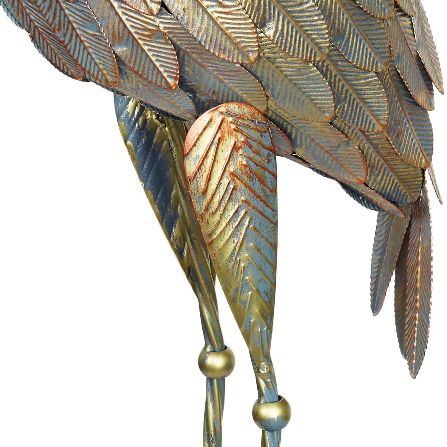 Metal Heron Garden Statue with Bronze Patina Finish, 42 Inch