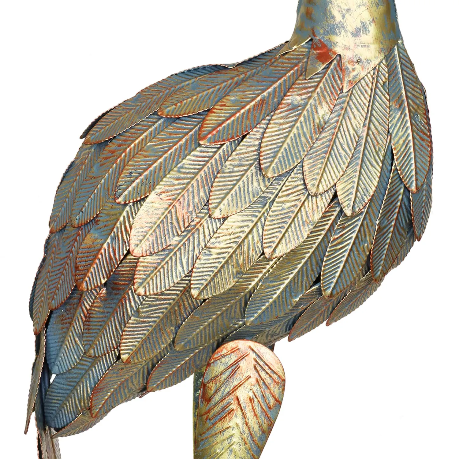 Metal Heron Garden Statue with Bronze Patina Finish, 42 Inch