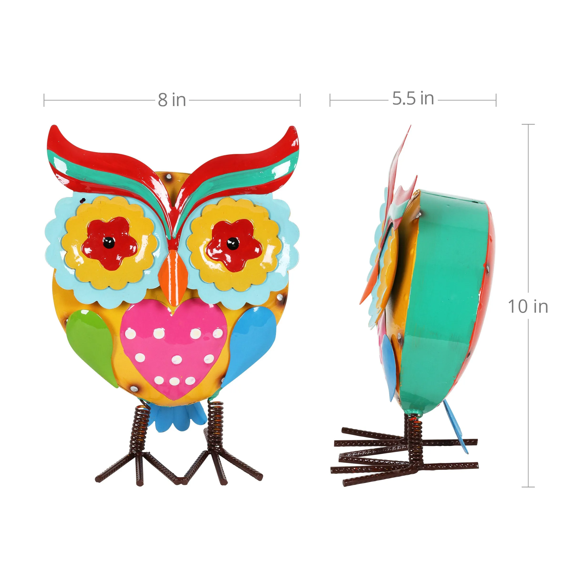 Metal Painted Owl Decor, 10 Inch