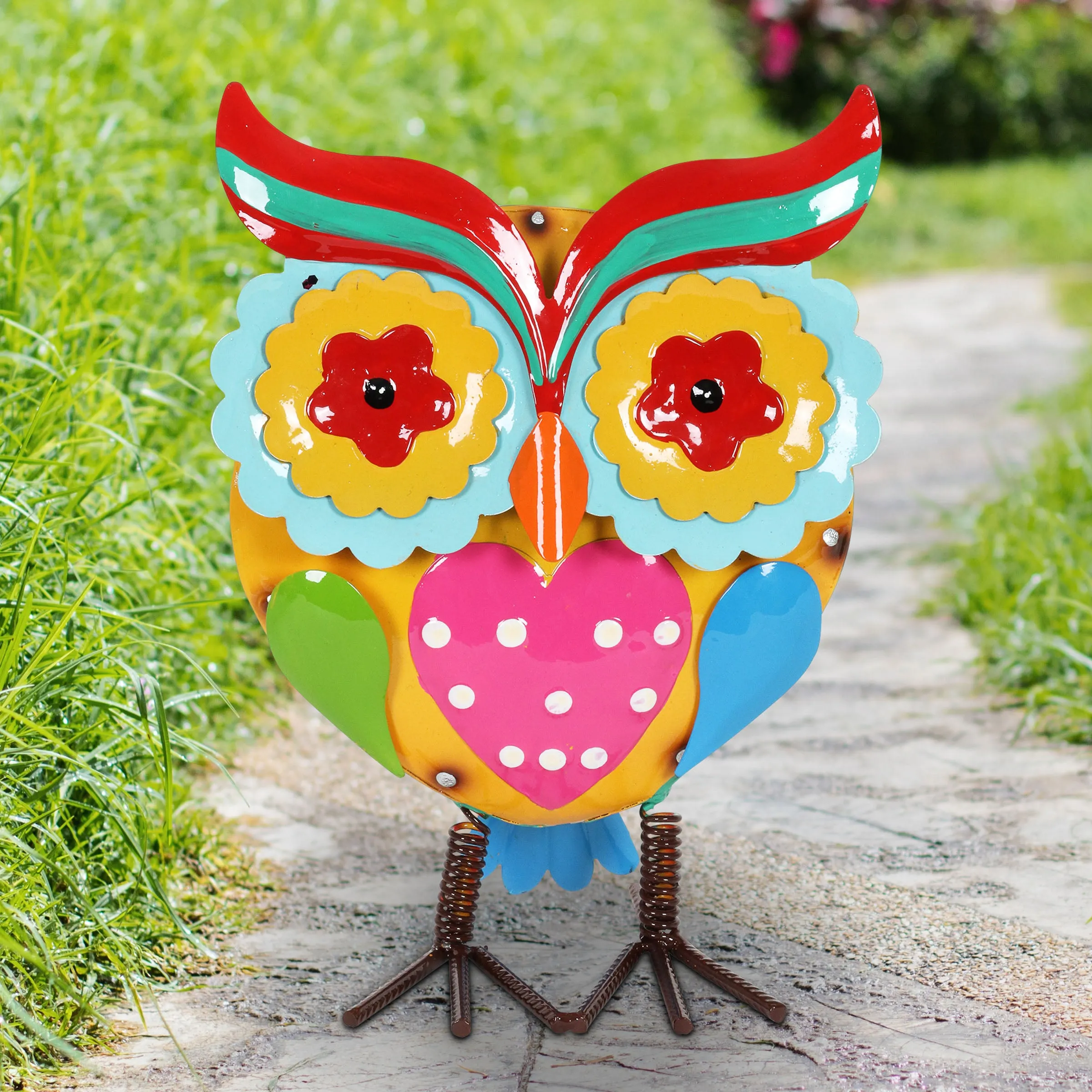 Metal Painted Owl Decor, 10 Inch