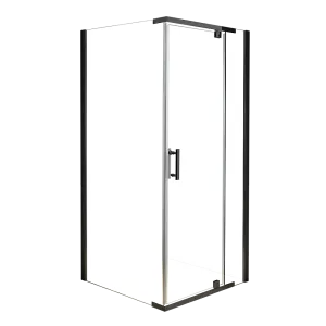 Metal Pivot Shower Screen, Black Frame, 8mm Safety Glass by Della Francesca