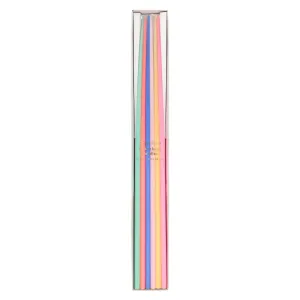 Mixed Pastel Tapered Candles, Set of 12 Tall Birthday Candles in Beautiful Pastel Shades by Meri Meri, 15" Tall