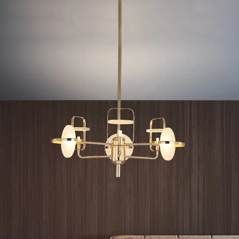 Modern 6-Light Gold Iron Chandelier with Acrylic Panels