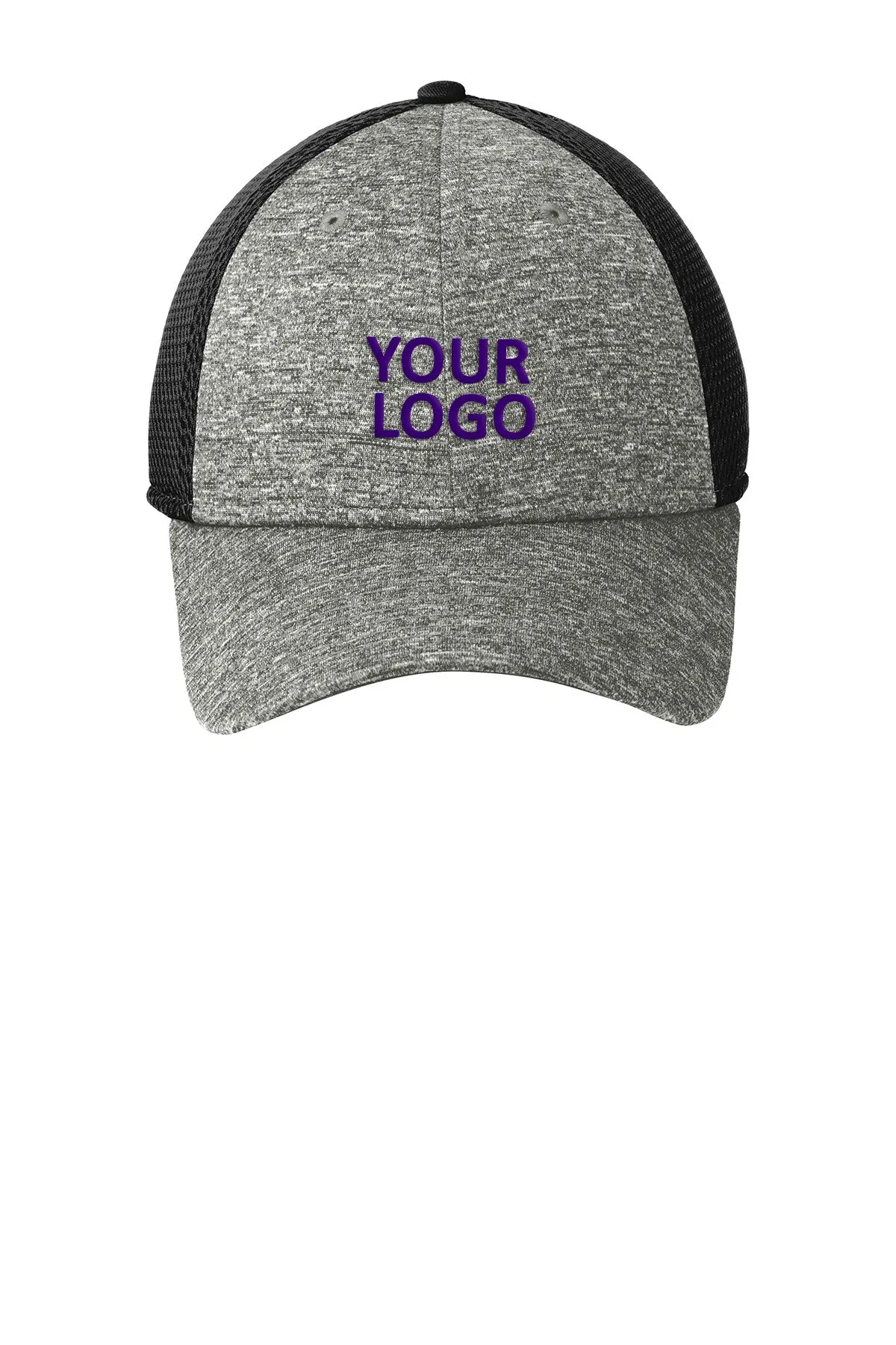New Era Shadow Stretch Mesh Customized Caps, Black/ Shadow Heather