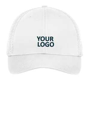 New Era Snapback Contrast Front Mesh Customized Caps, White/White