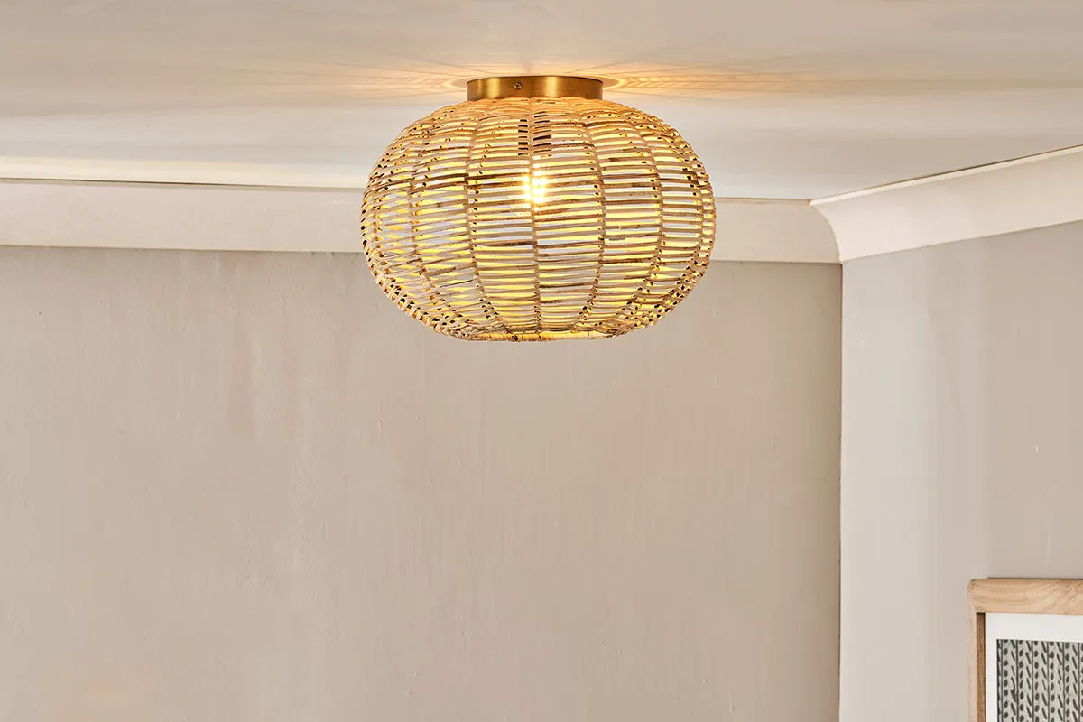 Nkuku Noko Rattan Flush Ceiling Light