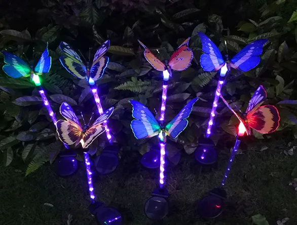 Pack of 3 | Solar fiber optic butterfly lamp (Random Colors)