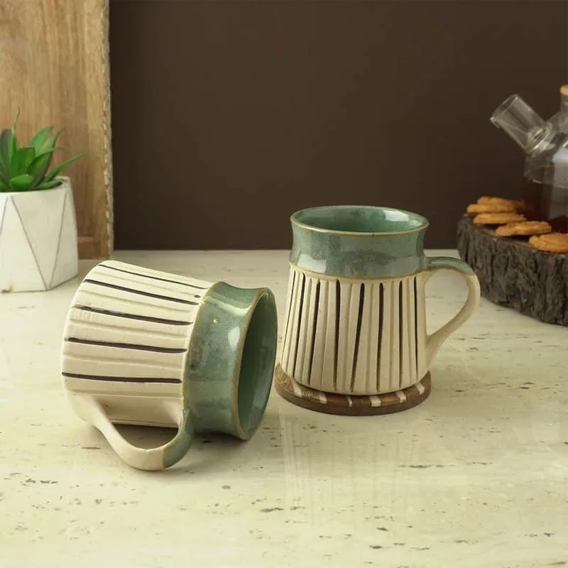 Paige Striped Mug (Green) - Set Of Two