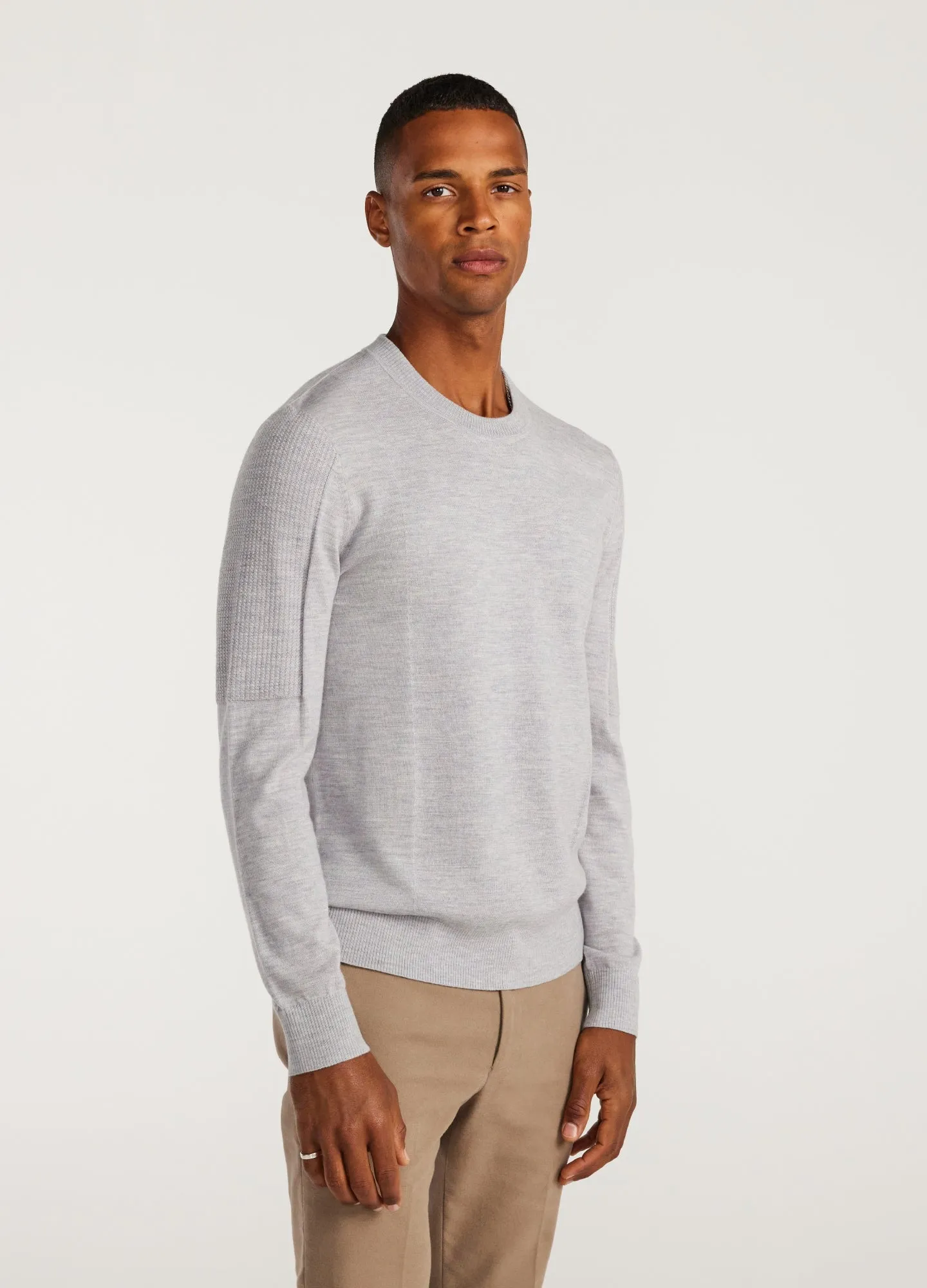 Panelled Merino Sweater Silver