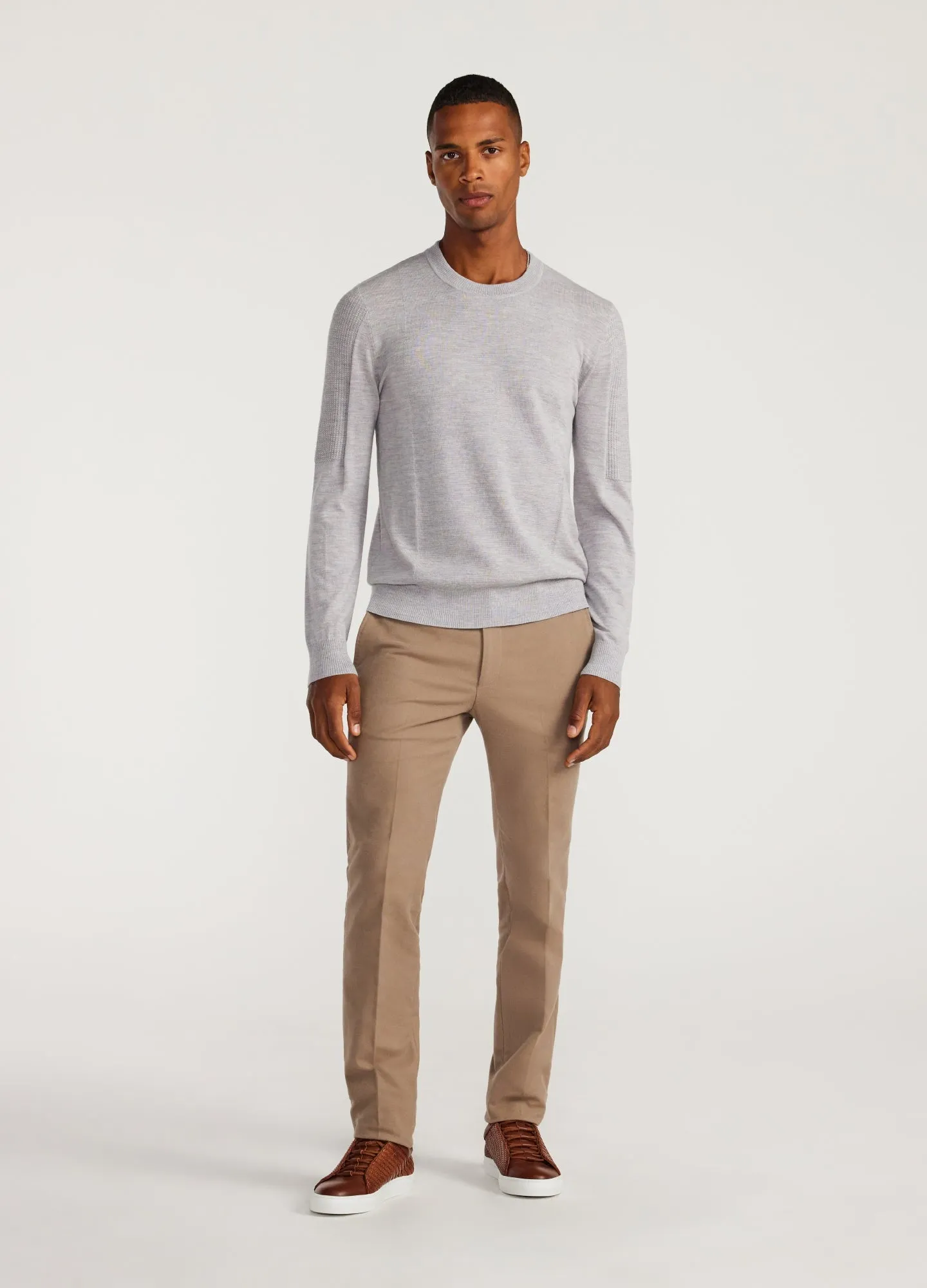 Panelled Merino Sweater Silver