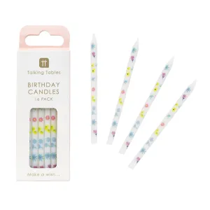 Pastel Floral Birthday Candles - 16 Pack