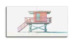 Pastel Lifeguard Tower: Coastal Serenity