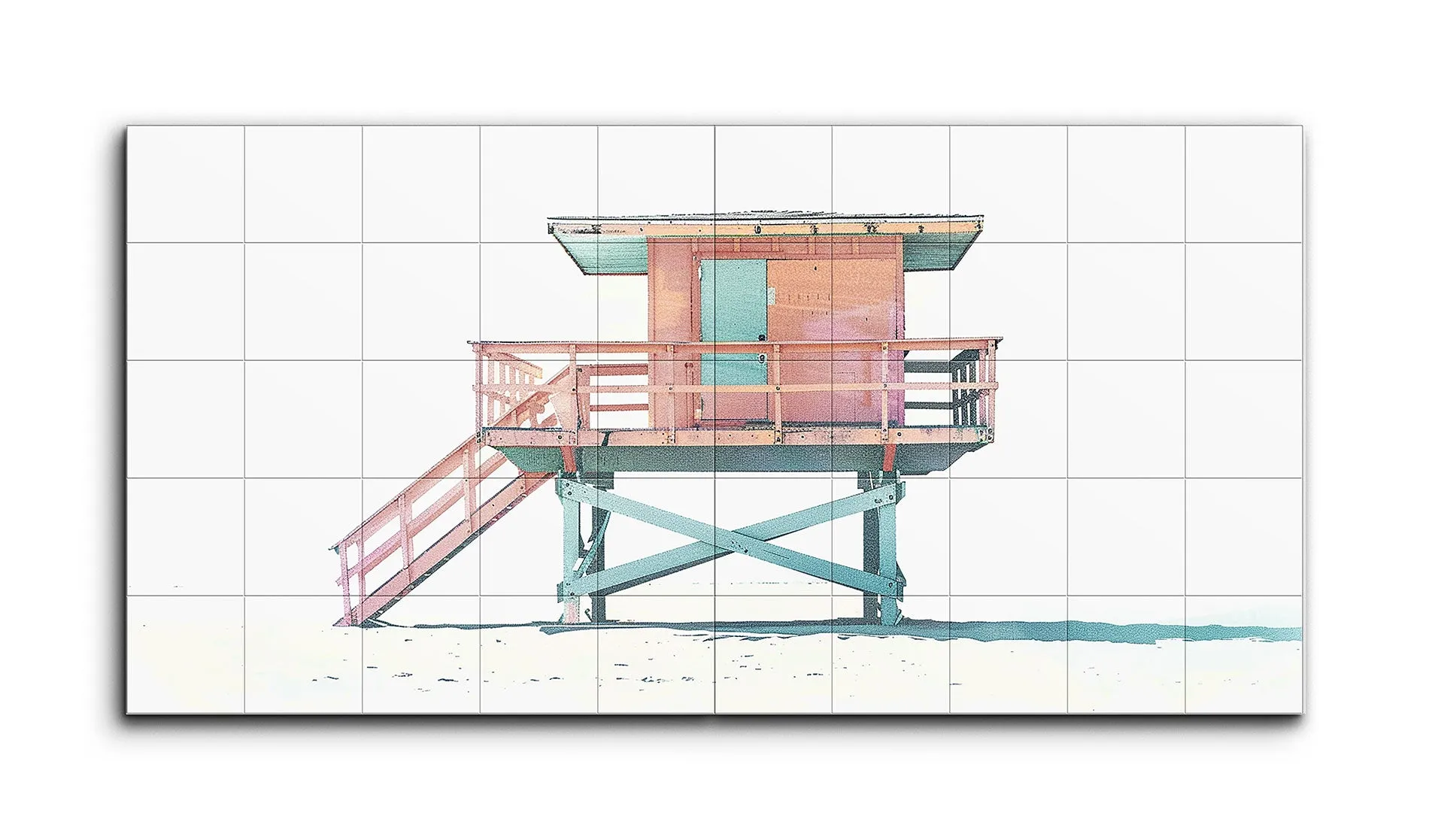 Pastel Lifeguard Tower: Coastal Serenity