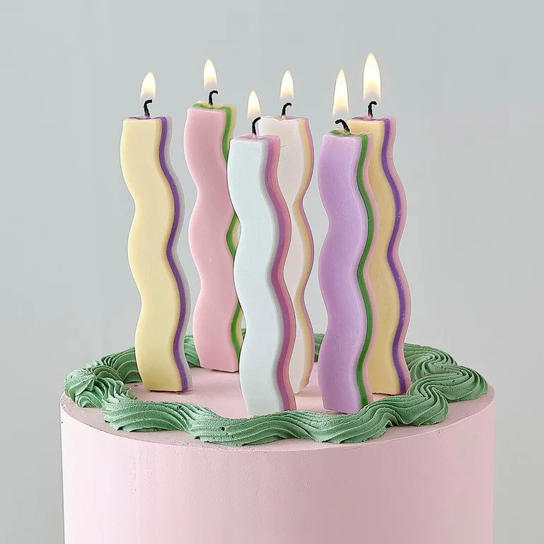 Pastel Wave Birthday Candles - Pack of 6