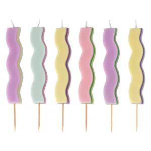 Pastel Wave Birthday Candles - Pack of 6