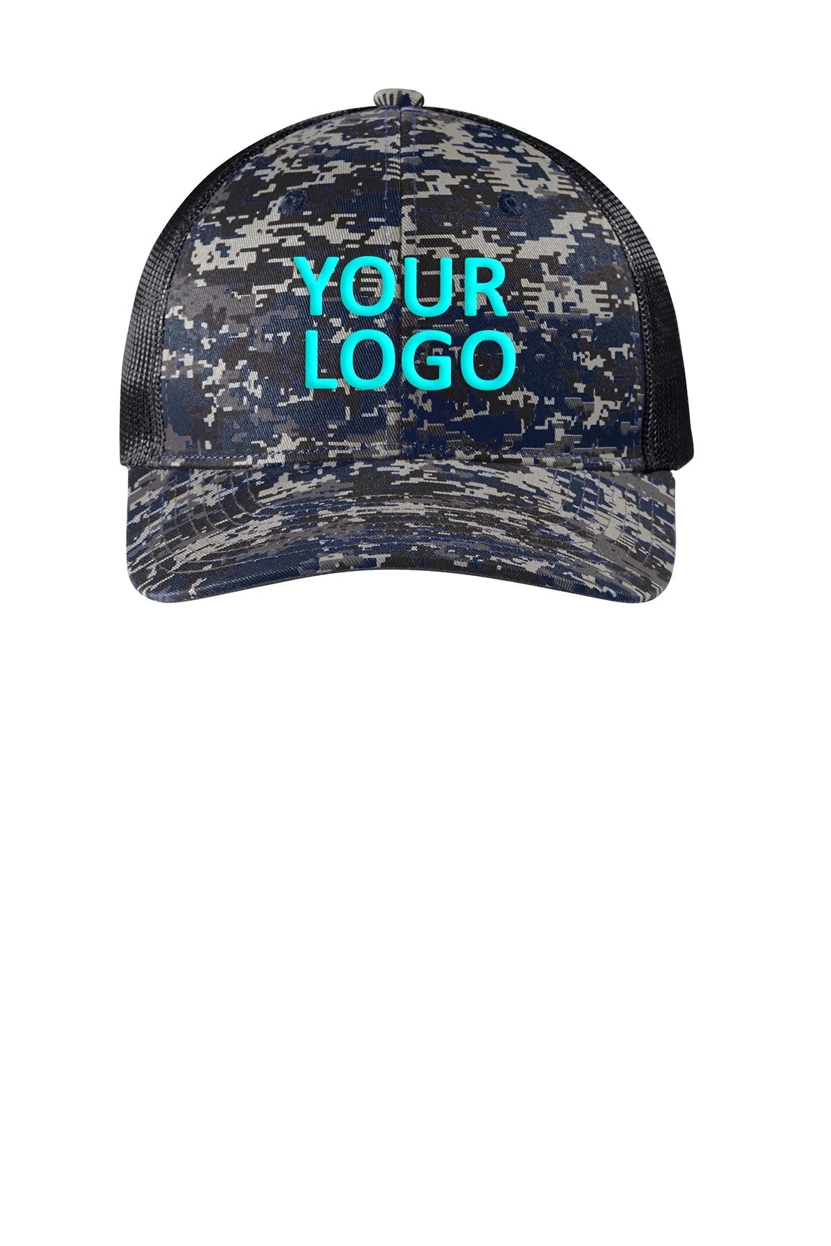 Port Authority Digi Camo Snapback Trucker Branded Caps, Rich NavyDigi/ Grey Steel