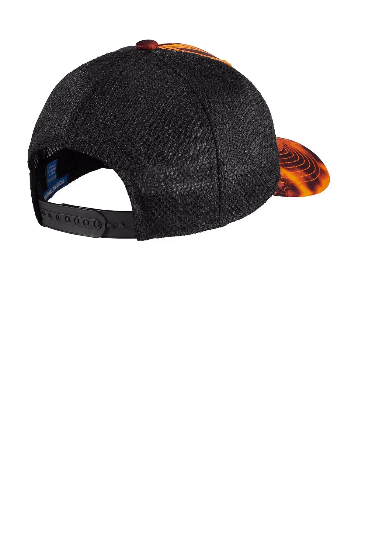 Port Authority Performance Camouflage Mesh Back Customized Snapback Caps, Kryptek Inferno/Black
