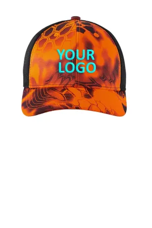 Port Authority Performance Camouflage Mesh Back Customized Snapback Caps, Kryptek Inferno/Black