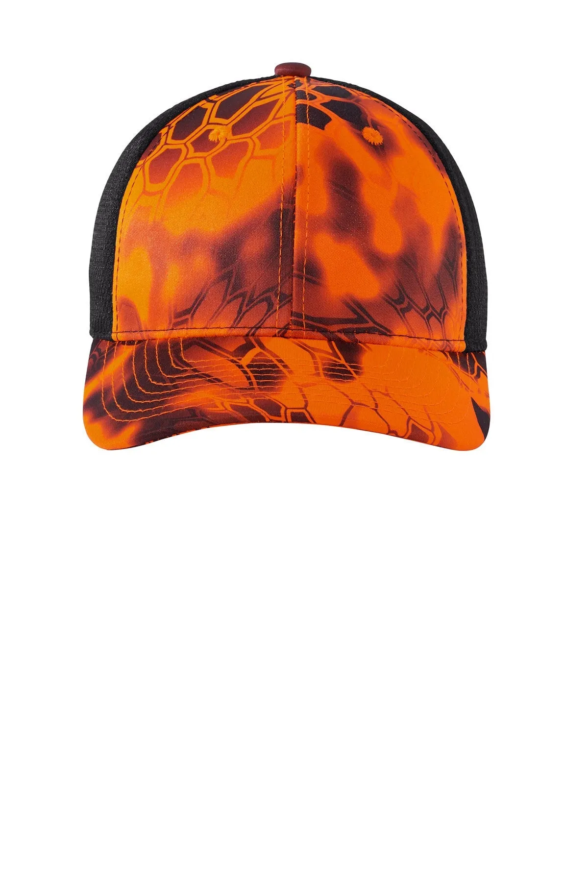 Port Authority Performance Camouflage Mesh Back Customized Snapback Caps, Kryptek Inferno/Black