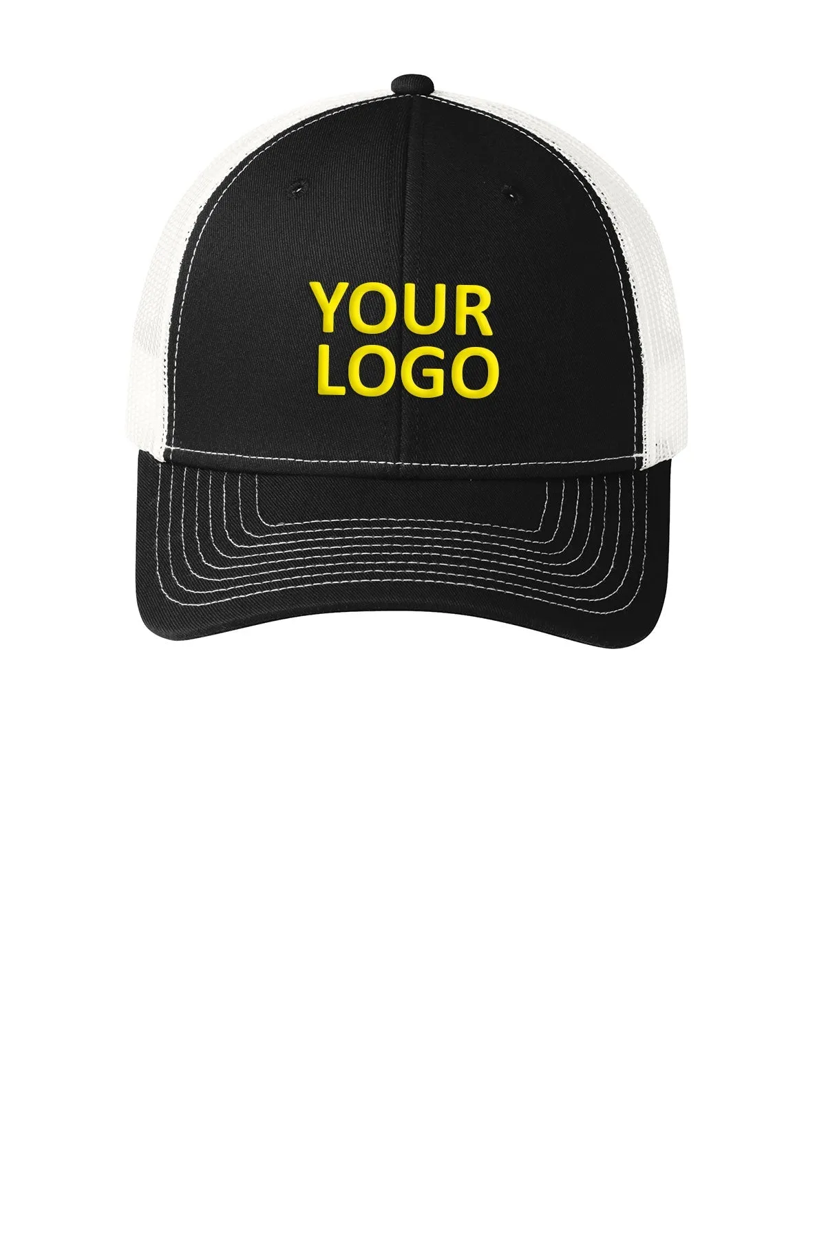 Port Authority Snapback Trucker Branded Caps, Black/ White
