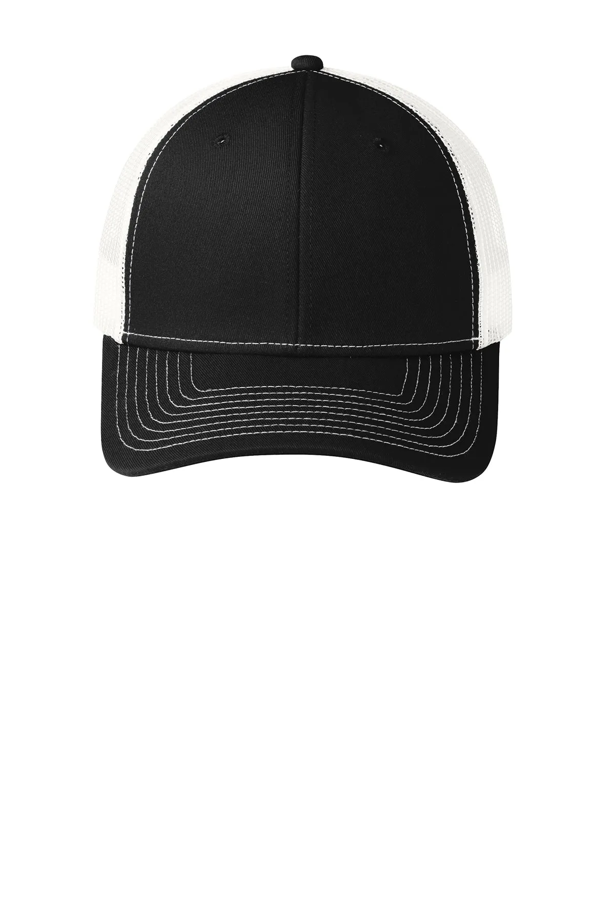 Port Authority Snapback Trucker Branded Caps, Black/ White