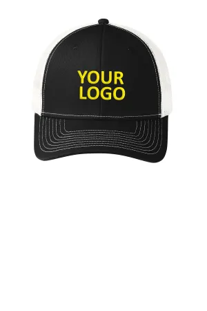Port Authority Snapback Trucker Branded Caps, Black/ White