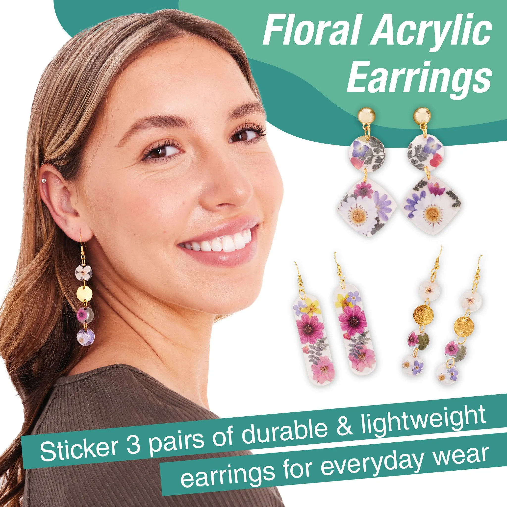 Pressed Floral Acrylic Earrings - #770432