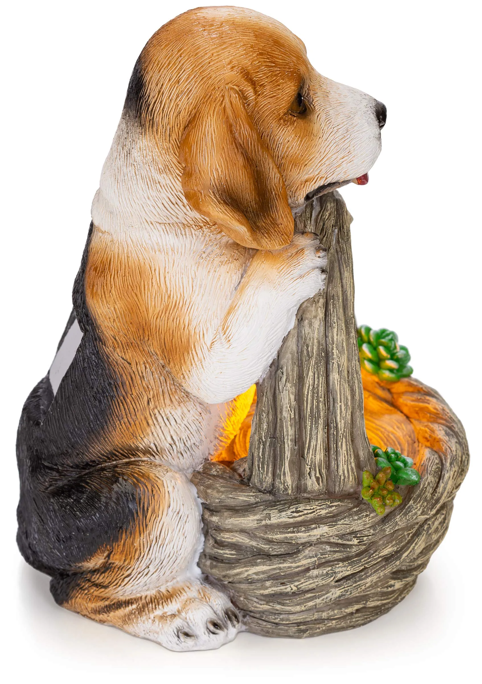 Puppy Dog With Basket Solar Powered Led Outdoor Decor Garden Light