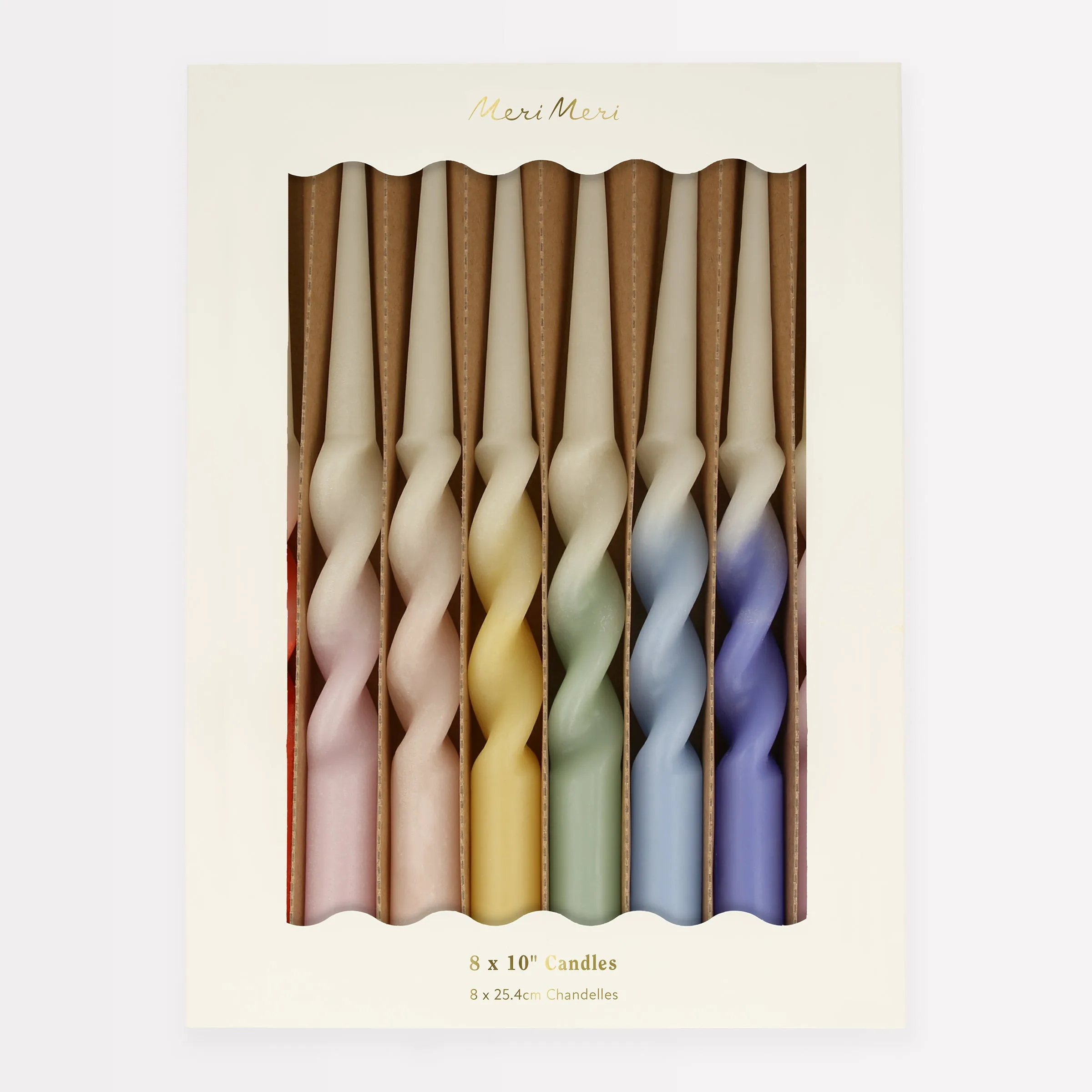 Rainbow Twisted Table Candles (x 8)