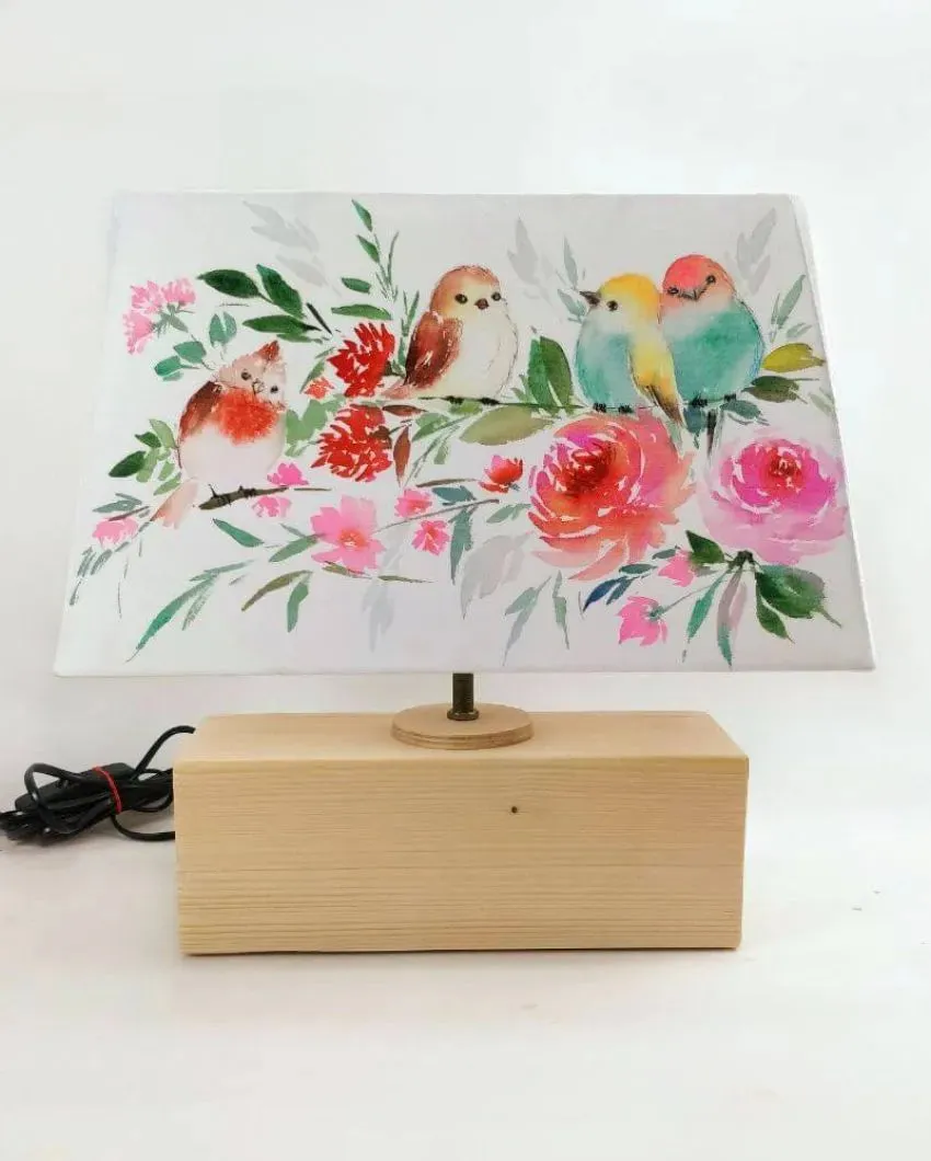 Rectangle New Birds Lamp Shaded Cotton Table Lamp