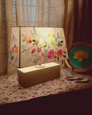 Rectangle New Birds Lamp Shaded Cotton Table Lamp
