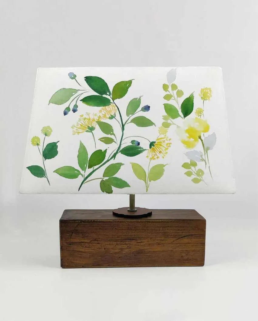 Rectangle Yarrow Floral Shaded Cotton Table Lamp