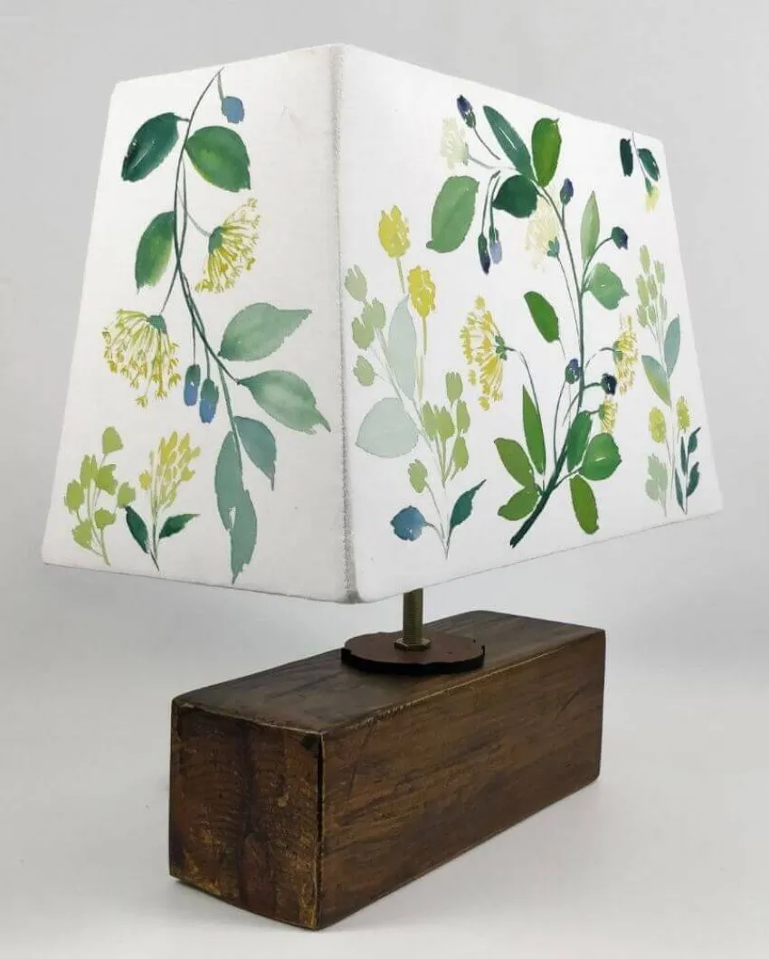Rectangle Yarrow Floral Shaded Cotton Table Lamp
