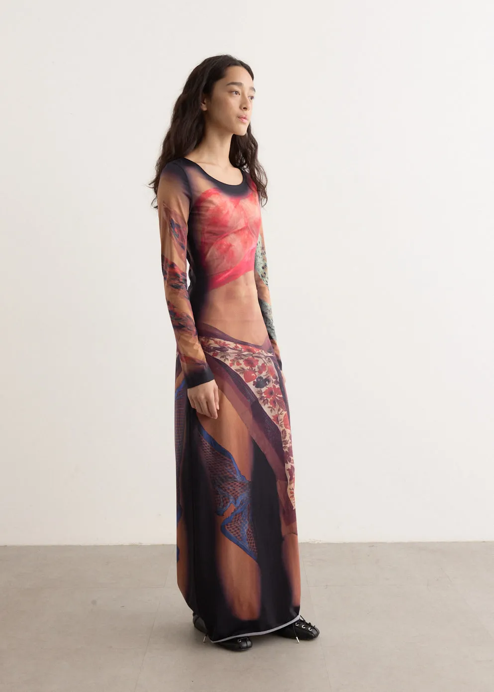 Recycled Draped Statue Jersey Long Dress