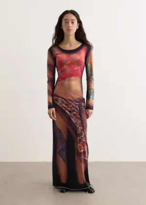 Recycled Draped Statue Jersey Long Dress