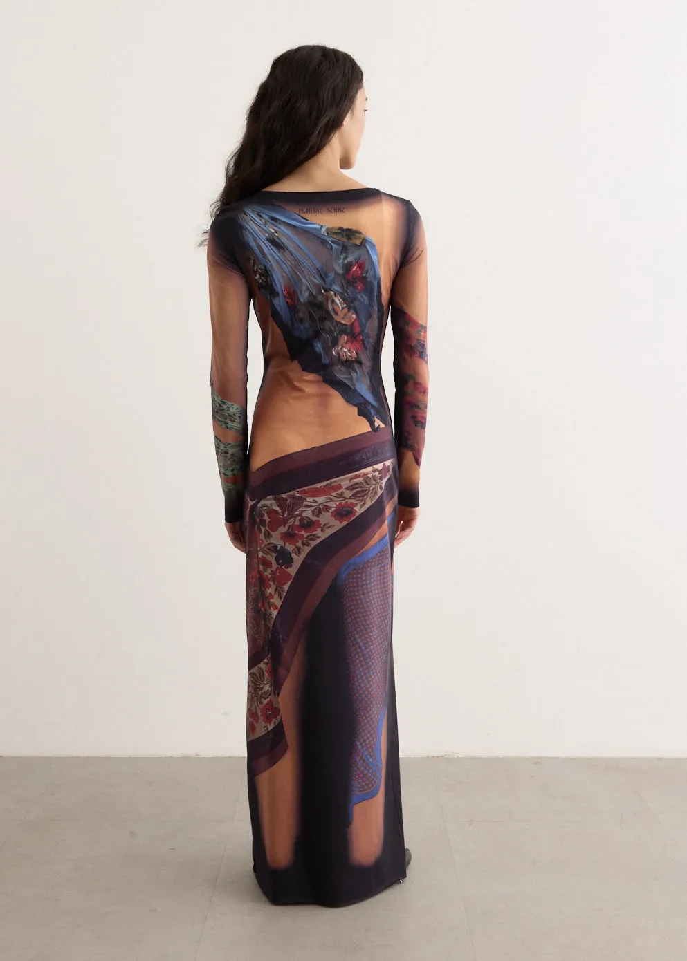 Recycled Draped Statue Jersey Long Dress