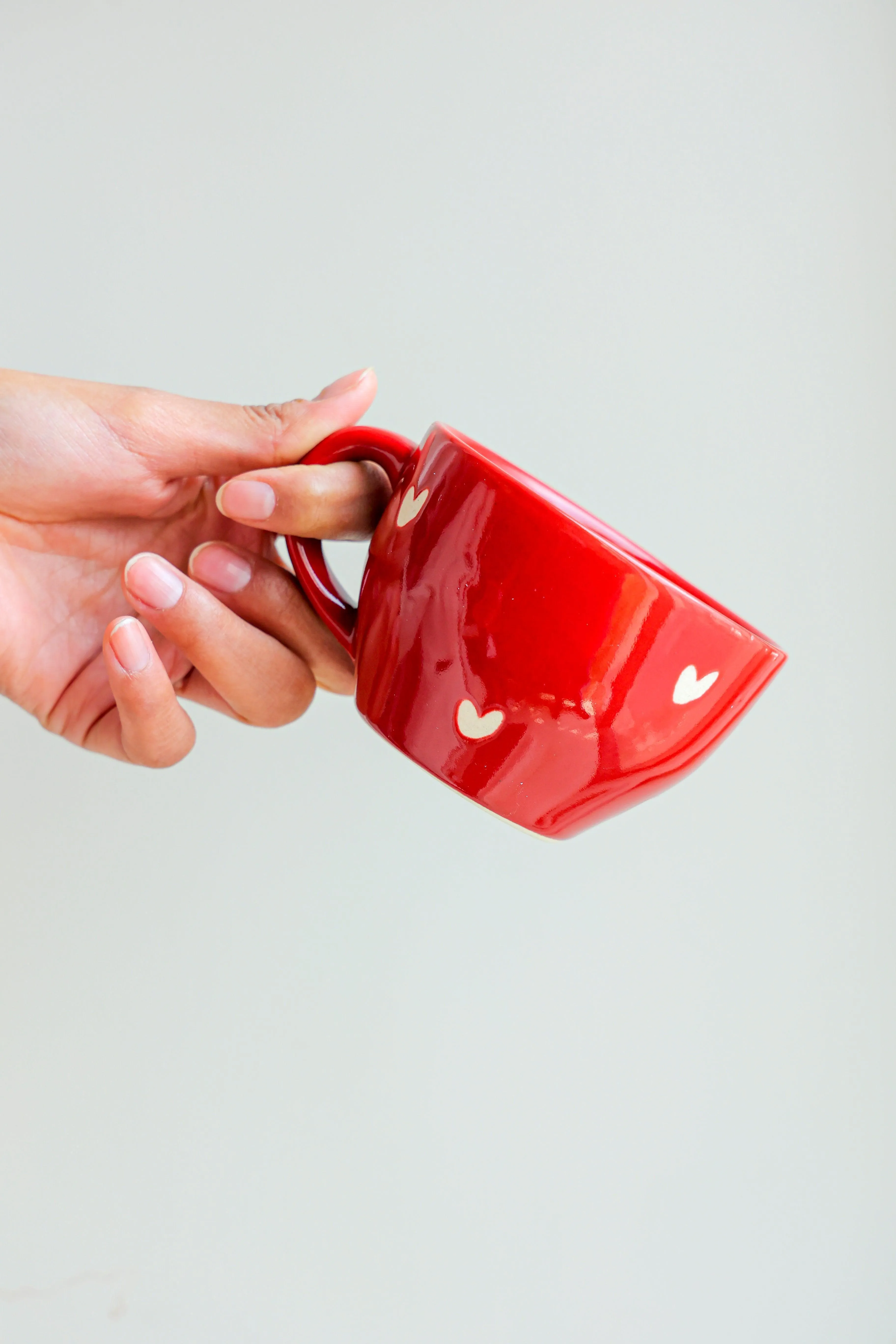 Red Ceramic Heart Tea & Coffee Cup Saucer Set For Kitchen & Dining