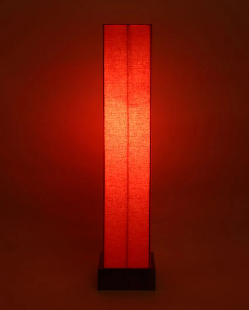Retro chic Cotton Square Natural Wood Floor Lamp | 2.8 Feet