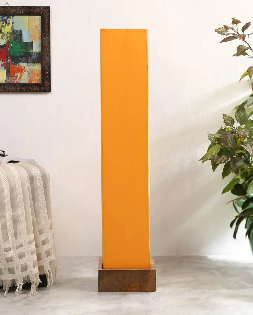 Retro chic Cotton Square Natural Wood Floor Lamp | 2.8 Feet