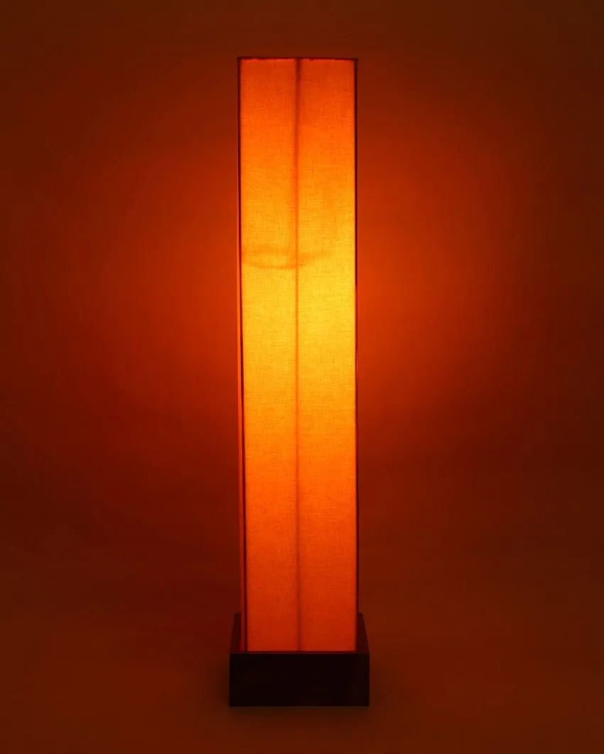 Retro chic Cotton Square Natural Wood Floor Lamp | 2.8 Feet