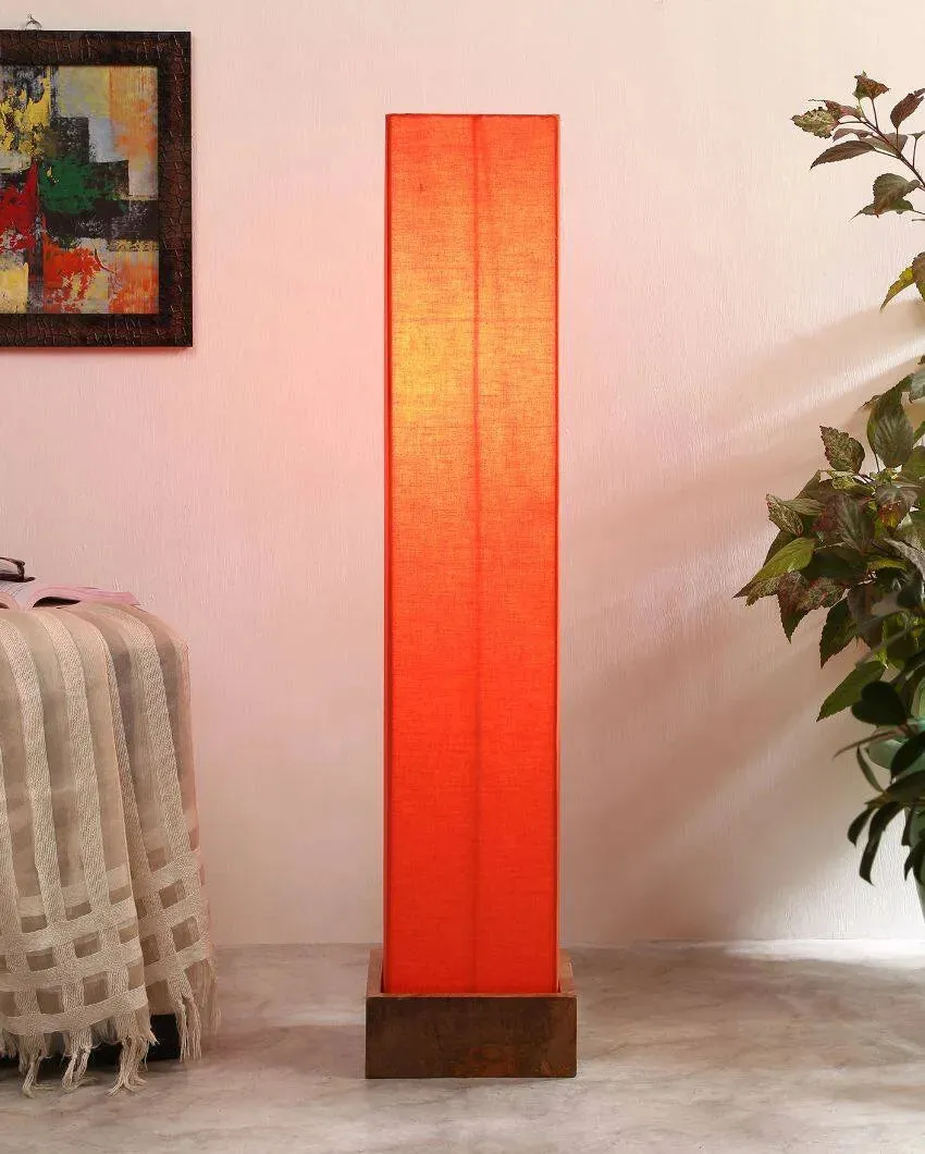 Retro chic Cotton Square Natural Wood Floor Lamp | 2.8 Feet