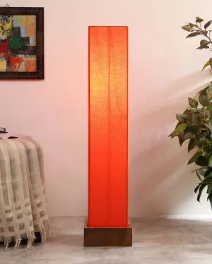 Retro chic Cotton Square Natural Wood Floor Lamp | 2.8 Feet