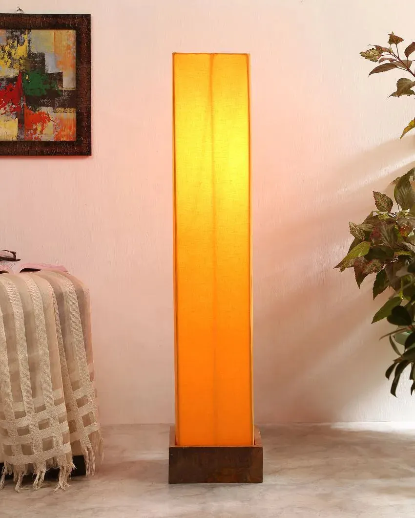 Retro chic Cotton Square Natural Wood Floor Lamp | 2.8 Feet