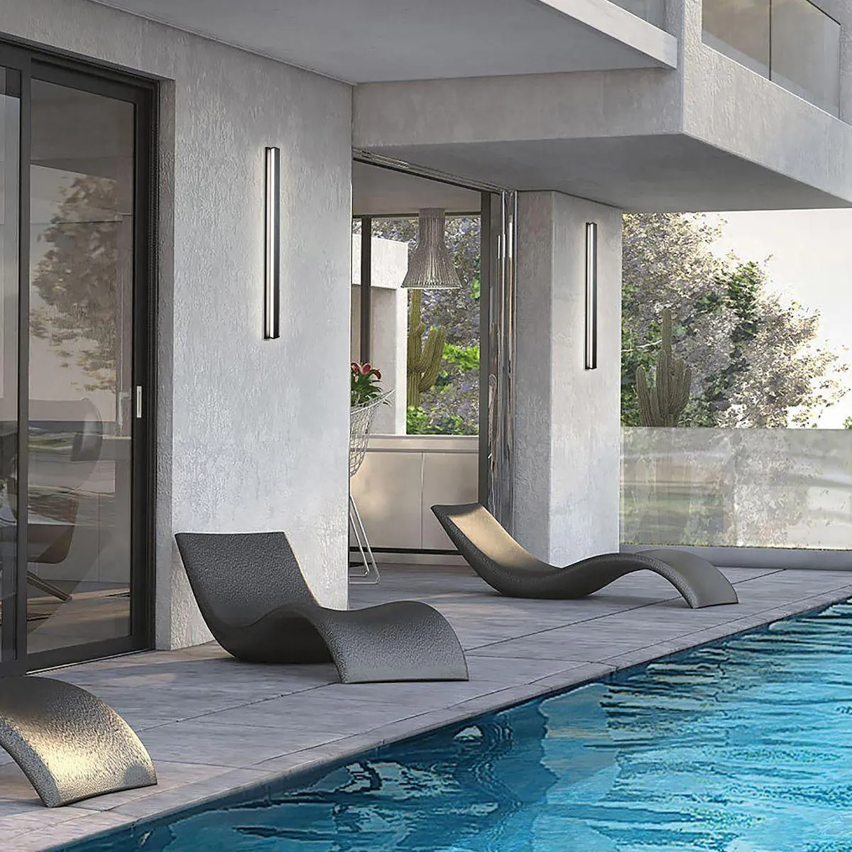 Revels 48 in. LED Outdoor Wall Sconce 3000K Black Finish