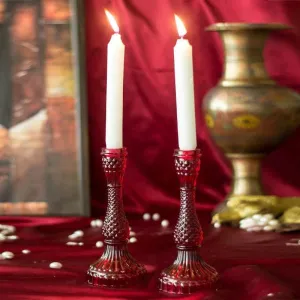 Roxxy Candle Stand (Red) - Set Of Two