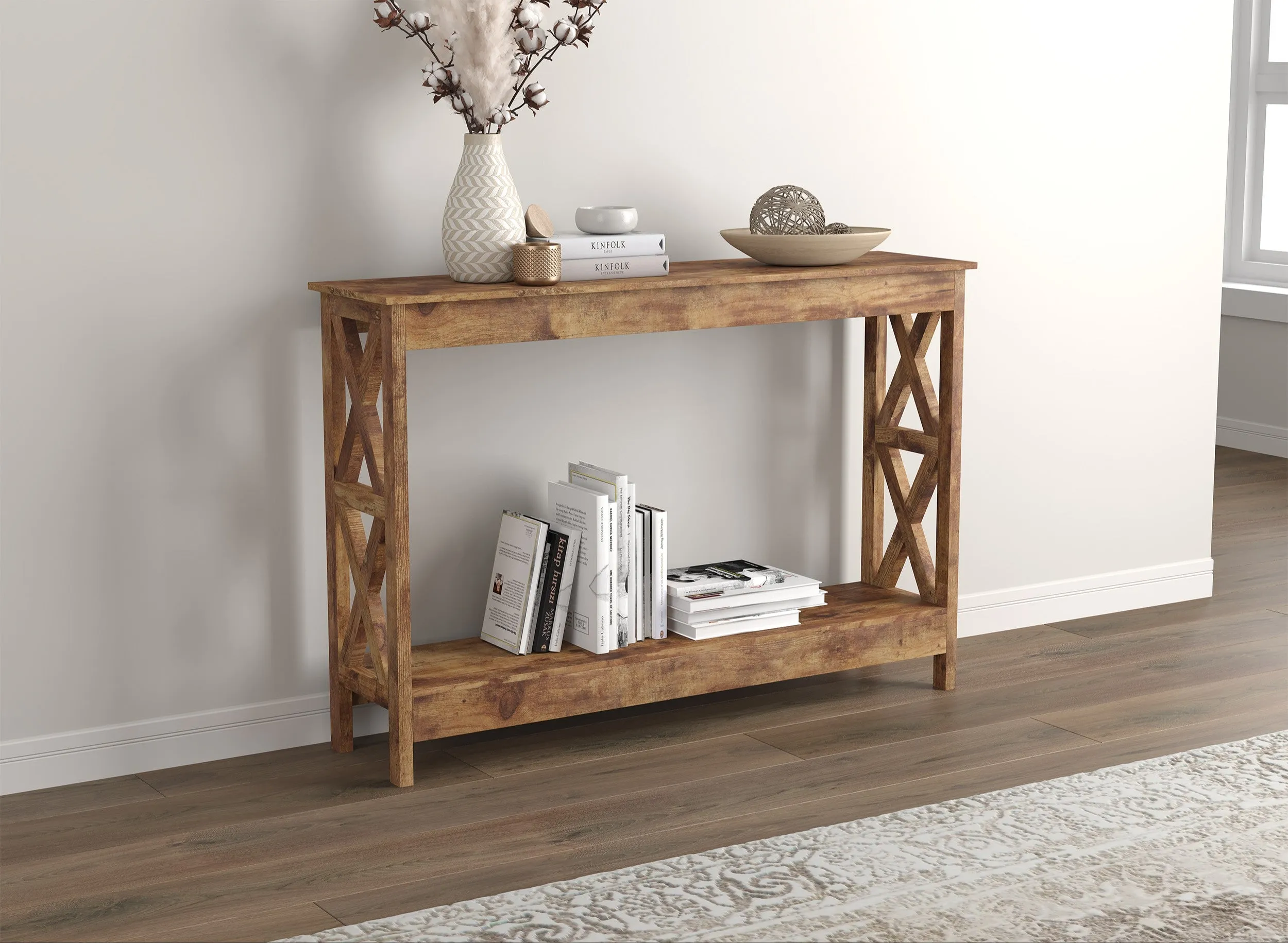 Safdie & Co. Console Table 47.25L Brown Reclaimed Wood 1 Shelf