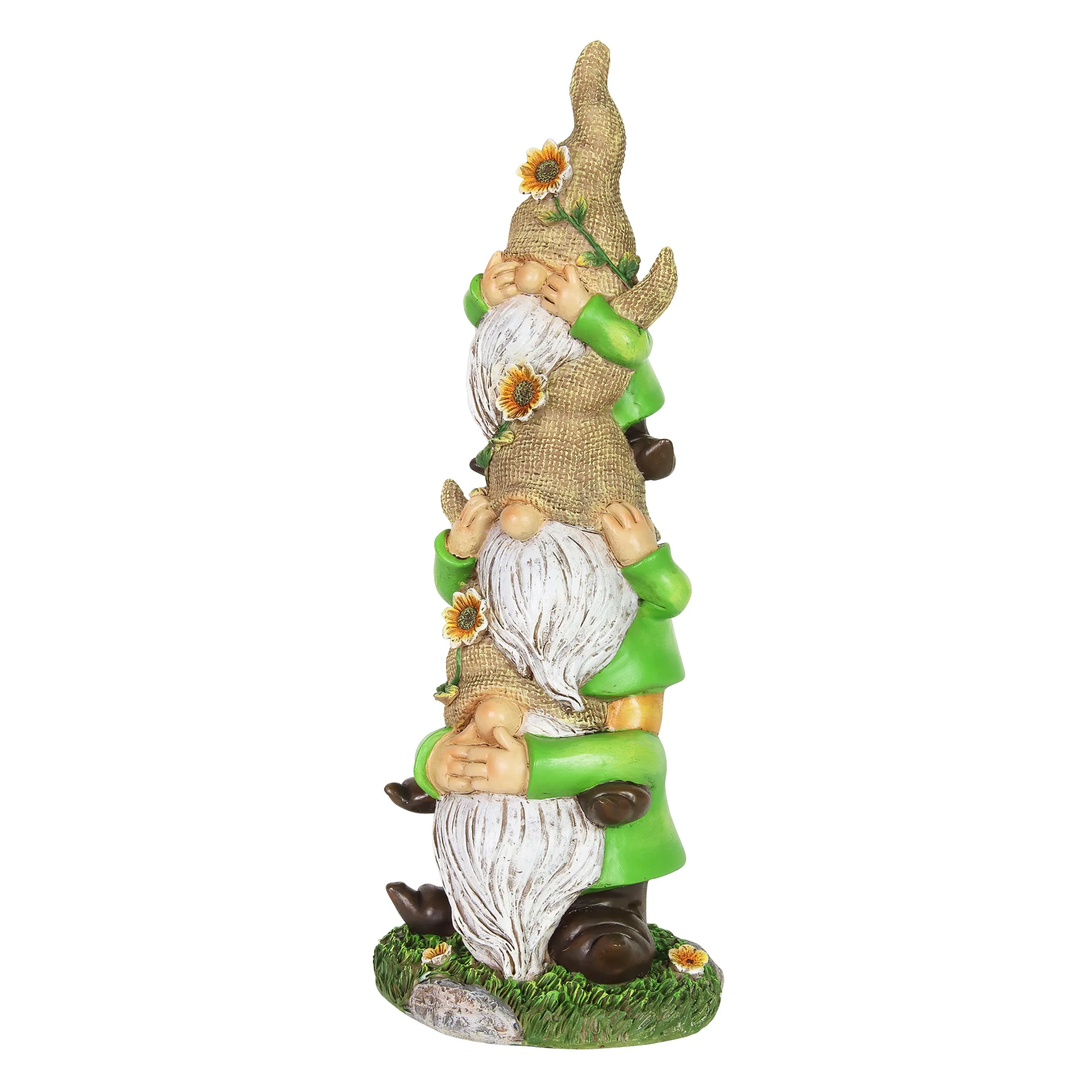 See No, Hear No, Speak No Evil Green T-Shirt Garden Gnomes Statue, 5 by 13.5 Inches