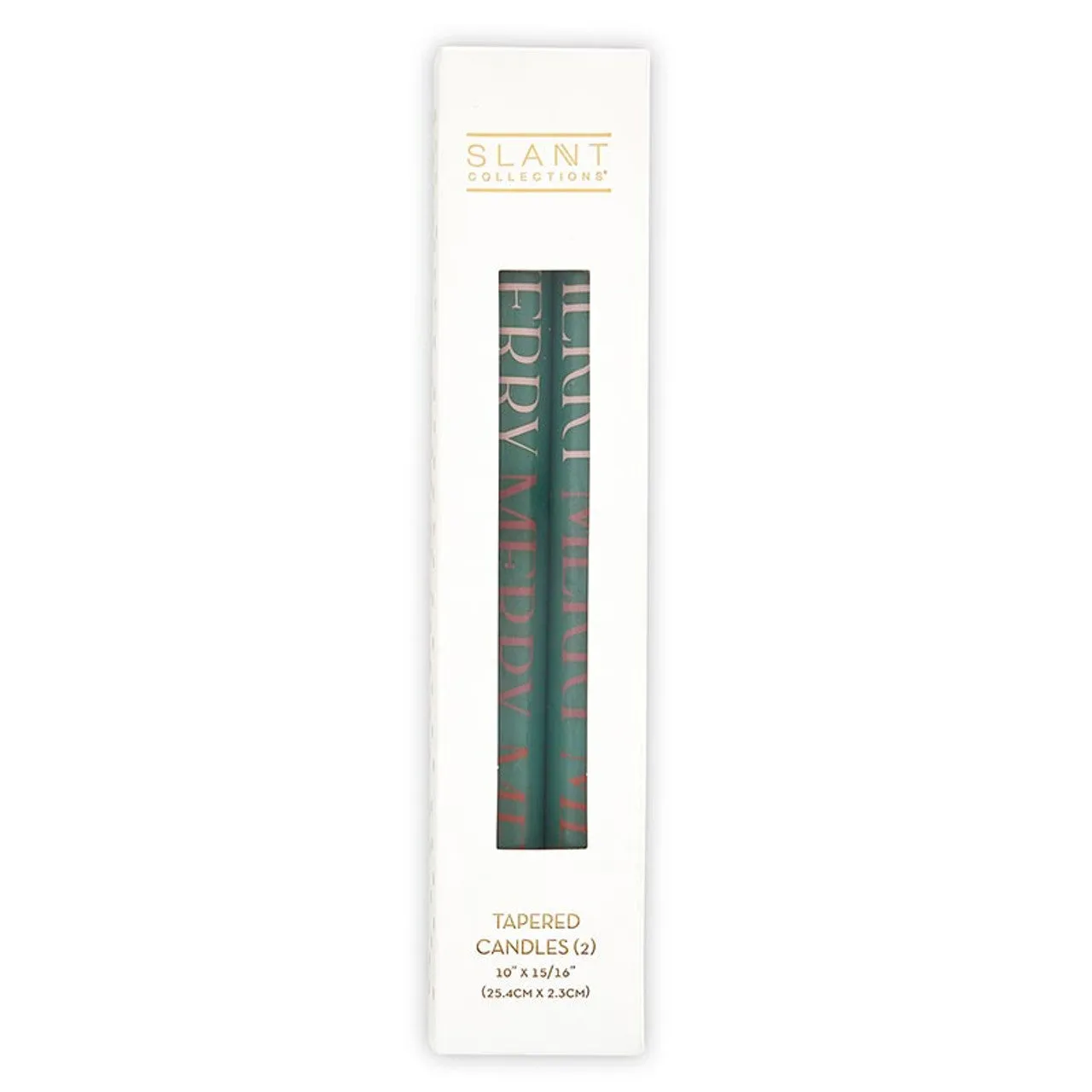 Set of 2 Merry Merry Merry Tapered Candle | Unscented Holiday Wax Candle Sticks
